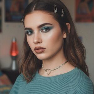 Silver Heart Choker  Necklace